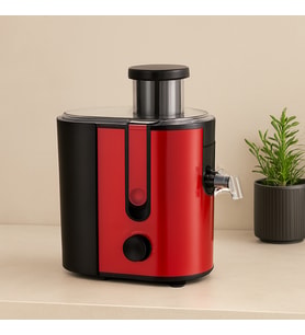 600W Katı Meyve Sıkacağı - 65mm Geniş Ağız, Çelik Filtre (Kırmızı)