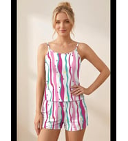 Night Çilek Desenli İp Askılı Şortlu Pijama Takımı 4617