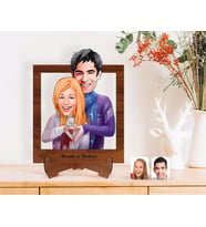 BK Gift Kişiye Özel Sevgililer Karikatürlü Ahşap Standlı 3D Biblo-89 (Beyaz)