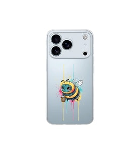 iPhone 17 Pro Max ile uyumlu Splash arı tasarımlı şeffaf silikon kılıf