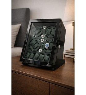 Otomatik Saat Kurma Kutusu  8+ 5  Japon Mabuchi Sessiz Motor  Piano Ahşap  İçi Alcantara Yeşil