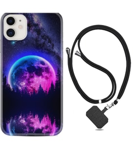 Apple iPhone 11 12 13 Mini Kılıf Boyun Askılı Silikon Star Planet 1652