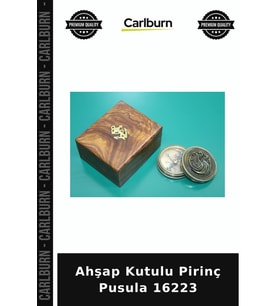 Özel Üretim Dekoratif Hediyelik Koleksiyon Antika Tasarım Ahşap Kutulu Pirinç Pusula 16223