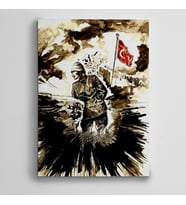 Atatürk Cephe ve Türk Bayrağı Kanvas Tablo