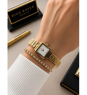 Dice Kayek Premium Vintage Kadın Kol Saati Gold Çelik Kordon 5 ATM Su Geçirmez Bileklik Hediyeli J28