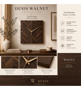Denis Collection – Doğal Ceviz Ahşap Kaplama Duvar Saati
