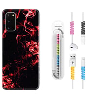 Samsung A02S A03S A10 A12 A13 A21S A22 Kılıf Kablo Koruma Spiral Silikon Red Smoke 1745