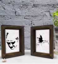 Bk Gift Atatürk Tasarımlı Dekoratif 2'li Doğal Masif Ahşap Çerçeve 15x20cm-20 (Beyaz)