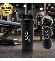 Logonuza Özel 50 Adet S100 650 ml Shaker Beyaz Kapaklı Sporcu Suluk Kurumsal