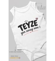 Teyze ve Yan Sanayi Anne Yazılı Sıfır Kol Bebek Zıbını %100 Pamuk