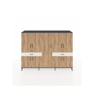 Hyperion Dolap 12 Raflı 2 Çekmeceli 8 Kapaklı 220x44x163 Antrasit-Çam/Aytaşı