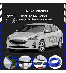 Ford Focus 4 Oto Araç Kapı Koruma Fitili 5metre Parlak Beyaz Renk