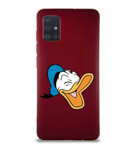 Samsung Galaxy M31S Soft Premier Kapak Donald Duck-E Tasarımlı Silikon Kılıf - Mürdüm (Şeffaf)