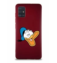 Samsung Galaxy M31S Soft Premier Kapak Donald Duck-E Tasarımlı Silikon Kılıf - Mürdüm (Şeffaf)