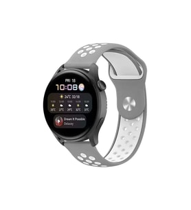 Watch 20Mm Spor Delikli Kordon - Gri-Beyaz