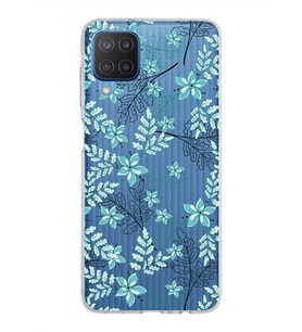 Samsung Galaxy M12 Kapak Floral Su Yeşili Tasarımlı Şeffaf Silikon Kılıf