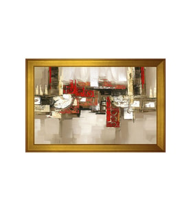 Soyut Şekiller Motifli Kanvas Tablo 50 x 70 cm Gold Çerçeve