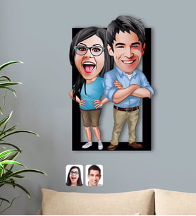 BK Gift Kişiye Özel Sevgililer Karikatürlü 3D Ahşap Tablo-101