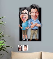 BK Gift Kişiye Özel Sevgililer Karikatürlü 3D Ahşap Tablo-101
