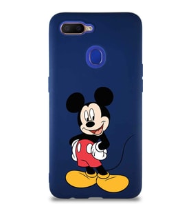 Oppo A5S Soft Premier Kapak Mickey Mouse-E Tasarımlı Silikon Kılıf - Lacivert (Şeffaf)