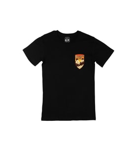 Adventure Club Cep Logo Tasarımlı Siyah Tişört