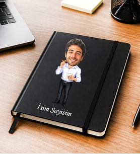 Kişiye Özel Fotoğraflı Karikatür Tasarımlı Defter İsimli Erkek Hediye Defter Sevgiliye, Eşe, Erkek Arkadaşa Özel Hediye