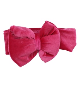 Kız Bebek Fuşya Kurdeleli Kadife Bandana (Standart)