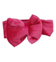 Kız Bebek Fuşya Kurdeleli Kadife Bandana (Standart)