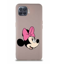 Oppo Reno 4 Lite Soft Premier Kapak Minnie Mouse-A Tasarımlı Silikon Kılıf - Pudra (Şeffaf)