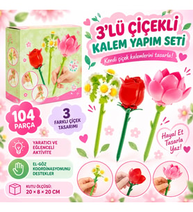 3’lü Çiçekli Kalem Yapım Seti 104 Parça