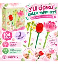 3’lü Çiçekli Kalem Yapım Seti 104 Parça