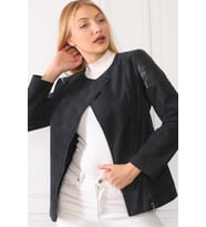 Z6615 DEWBERRY BAYAN DERİLİ SÜET MONT-KOYU SİYAH