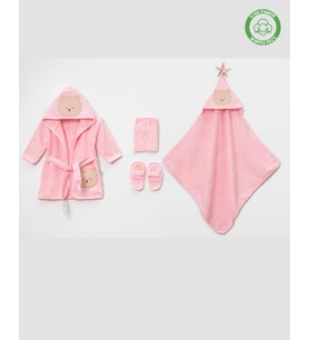 Kedili Bornoz Takımı (1-2 Yaş) (Pembe-Pembe)