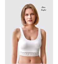 Berrak Altı Dantelli Modal/Pamuk Karışımlı U Yaka Kalın Askılı Büstiyer/Atlet