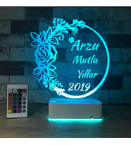 Kişiye Özel Hediyesi  3D 16 Renk Dekoratif Led Lamba