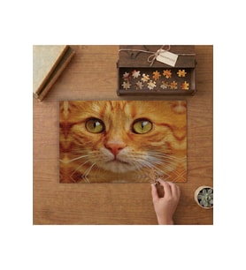 Turuncu Yavru Kedinin Yüzü Tasarımı 240 parça Ahşap Puzzle Ahşap Kutuda MP07285