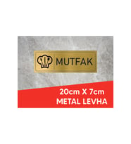MUTFAK YAZILI VE LOGOLU GOLD METAL LEVHA 20 X 7 CM