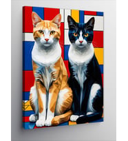 Kanvas Tablo Renkli Kedi Çifti