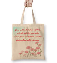 Anneler Günü Annelere Hediye 036 Bez Çanta Uzun Saplı