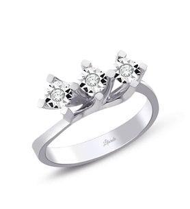 0.15 Ct Pırlanta Üçtaş Lazerli Yüzük