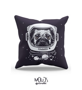 Mouds Çift Tarafı Baskılı Pug Life Desenli Tekli Süet Kırlent Kılıfı