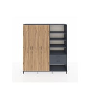 Hyperion Dolap 16 Raflı 2 Çekmeceli 3 Kapaklı 220x44x243 Antrasit-Çam/Antrasit
