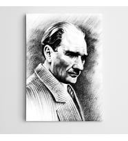 Atatürk Tablosu Portre Siyah Beyaz Kanvas Tablo