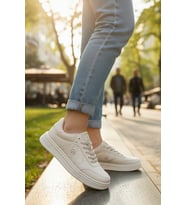 Enoch Kadın Spor Ayakkabı Amblem Detaylı Ve Ortopedik Düz Tabanlı Casual Sneaker
