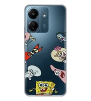 Xiaomi Redmi 13C Uyumlu Sunger Bob Tüm Karakterler Tasarımlı Şeffaf Telefon Kılıfı
