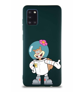 Samsung Galaxy A31 Soft Premier Kapak Sandy Tasarımlı Silikon Kılıf - Yeşil (Şeffaf)