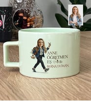 Kişiye Özel Karikatürlü Anne Öğretmen Eş Lüks Pastel Fincan Anneler Günü Hediyesi