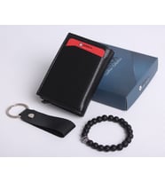 KİŞİYE ÖZEL YENİ TREND OTOMATİK MEKANİZMALI CÜZDAN - ANAHTARLIK VE BİLEKLİK HEDİYELİ (Siyah)