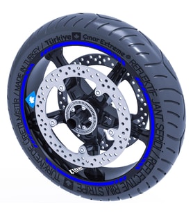 Reflektif Mavi 4 Parçalı Kesikli Jant Şeridi Sticker Reflektif, Floresan, Özel R