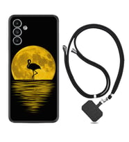 Samsung A23 A31 A32 A50 A51 A52 A53 A70 Kılıf Boyun Askılı Silikon Ay ve Flamingo 1775